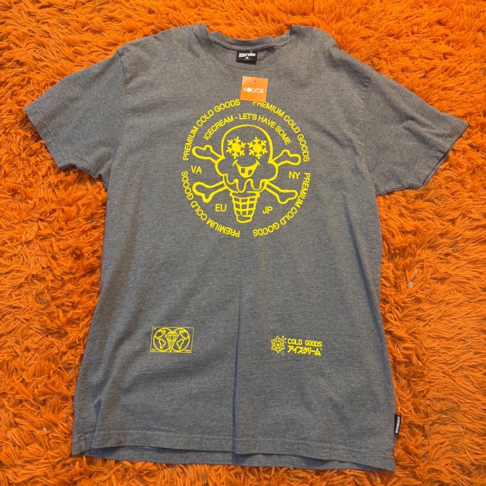 Icecream BBC Mens Premium Cold Goods Graphic T-Shirt Heather Grey 2X NEW